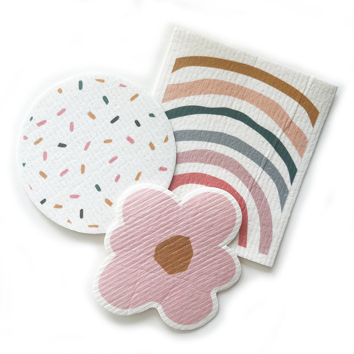 3pc Reusable Dishcloth Combo Set- Rainbows & Sprinkles