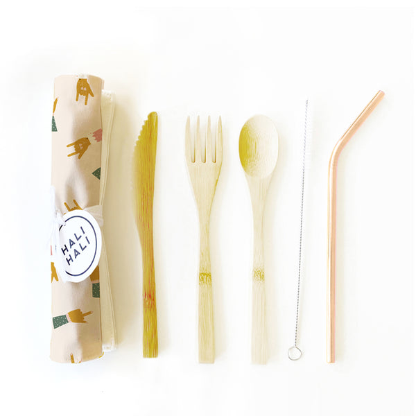 Eco Friendly 6 pc Reusable Cutlery Set - Rock On!– Hali Hali Design